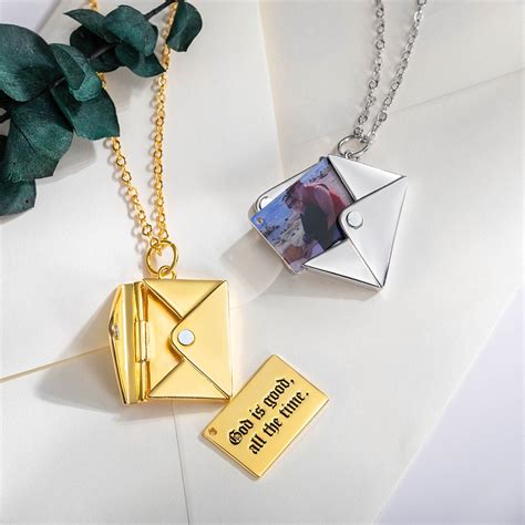 Personalized Name Photo Love Letter Envelope Necklace Secret Message