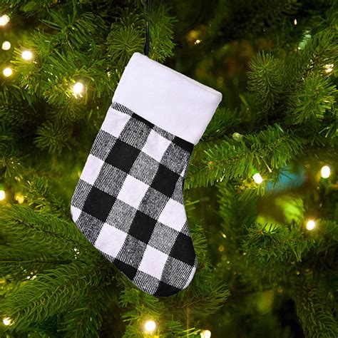 Christmas Stockings Bulk Inch Black White Buffalo Plaid Christmas