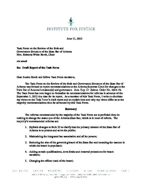 Task Force letter - Institute for Justice