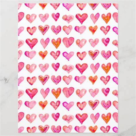 Valentine Pink Hearts Paper Sheet | Zazzle | Paper hearts, Pink heart ...