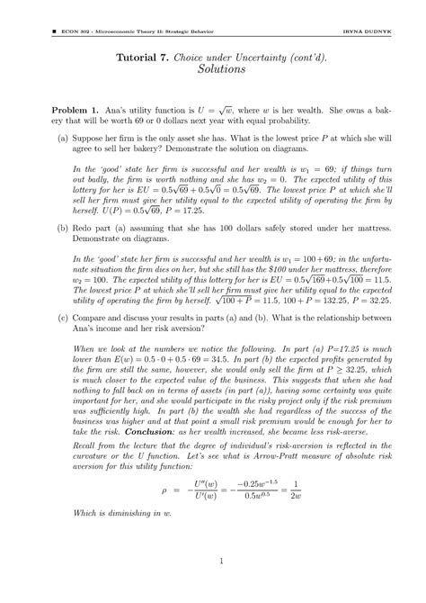 Econ Tutorial Solutions Econ Sfu Studocu