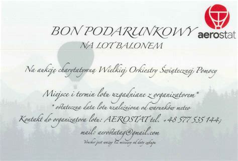 Voucher na Lot Balonem dla WOŚP 15074493263 oficjalne archiwum Allegro