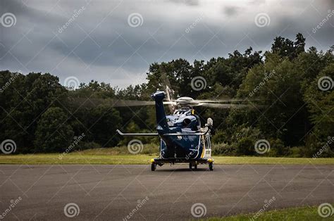 New Jersey State Police Helicopter Taxing after Landing at an Airport ...