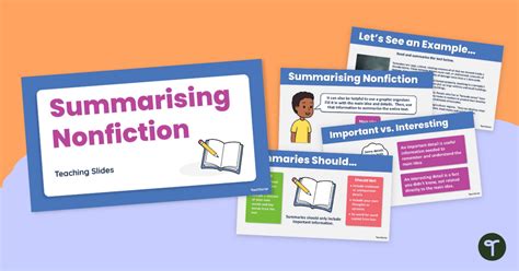 Summarising Nonfiction Teaching Slides Teach Starter