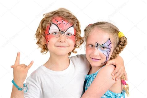 Spider painted face | Face painting, spider web — Stock Photo ...