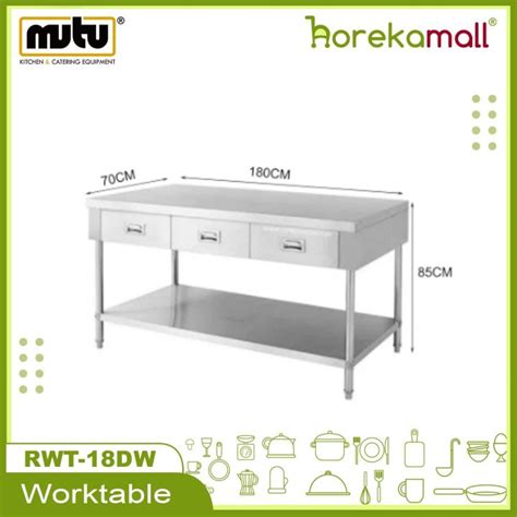 Meja Dapur Stainless Laci Work Table Stainless Steel Rwt Dw