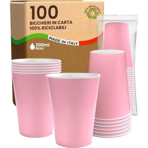 Lot De 100 Verres En Papier 200 Ml Écologiques Biodégradables Jetables