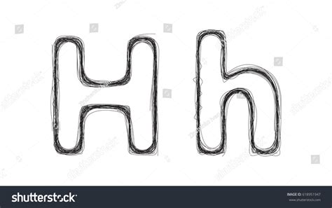 Art Hand Drawing Sketch Letter H Stock Vector (Royalty Free) 618951947 ...