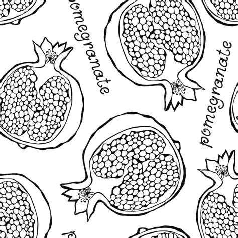 Premium Vector Pomegranate Vector Seamless Pattern Hand Drawn Fruit Food