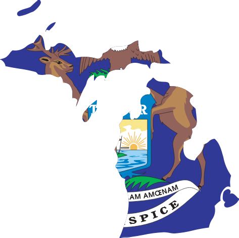 Michigan State Outline with Flag Background - Openclipart