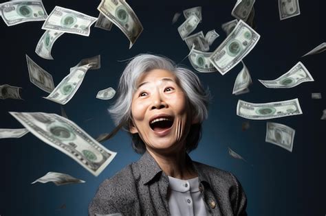 Premium Photo | Winning a lottery concept Smiling older Asian woman