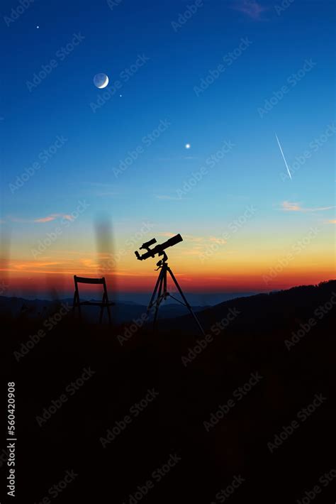 Astronomy telescope for observing night sky, Moon, planets, stars and ...