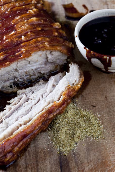 crispy pork belly  chocolate hoisin sauce nomu