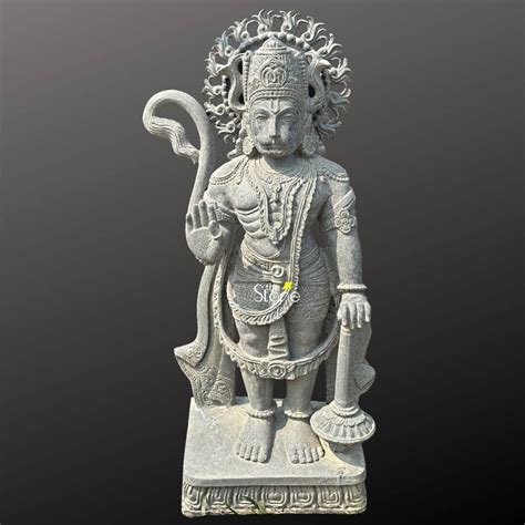 Standing Hanuman Black Stone Statue 42" - The Stone Studio