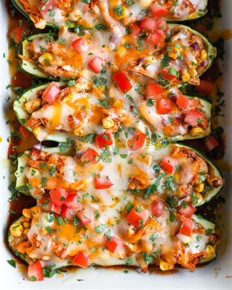 Easy Chicken Enchilada Stuffed Zucchini Boats Kalefornia Kravings