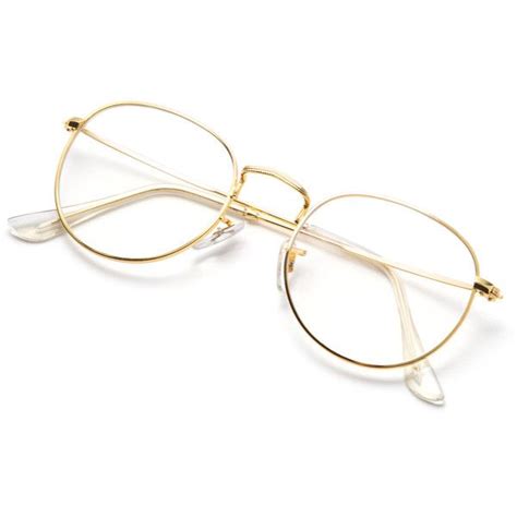 Gold Frame Clear Lens Glasses ($7.99) liked on Polyvore featuring ...