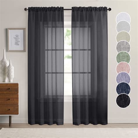 Ovzme Dolly Living Room Black Sheer Curtains Inches Long Panels