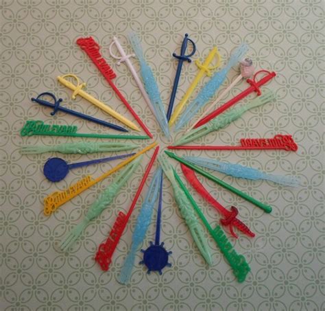 25 Vintage Plastic, Martini Olive Picks, Cocktail Picks Canape H'or Doerves Forks Barware, Bar ...