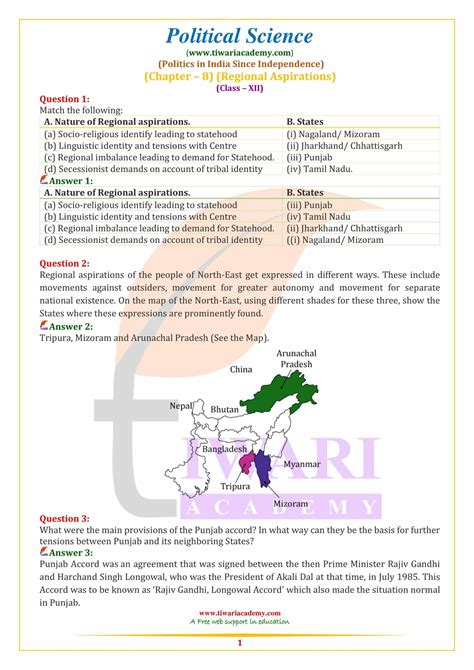 Ncert Solutions For Class Political Science Part Chapter