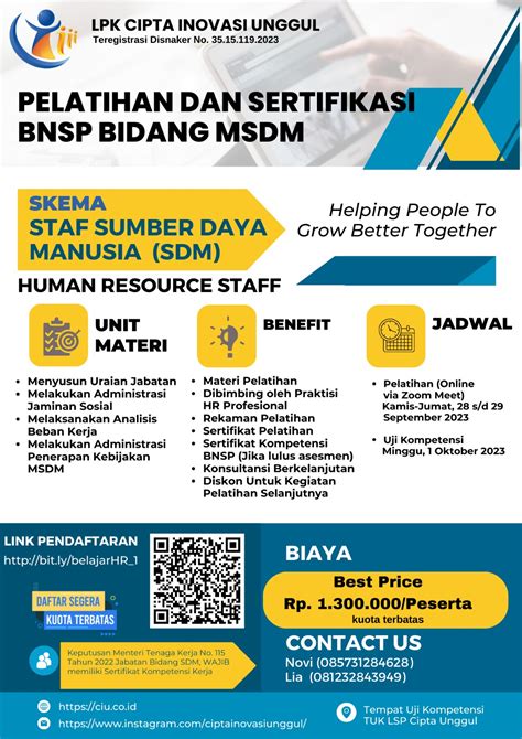 Program Pelatihan Dan Sertifikasi Bnsp Khusus Mahasiswa Skema Staf