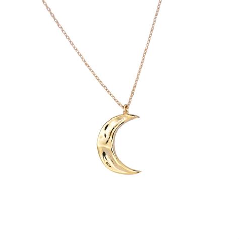 Crescent Moon Necklace In Textured Gold Plated Sterling Silver