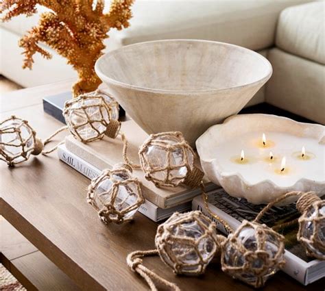 Lit Jute Wrapped Orbs Garland Pottery Barn