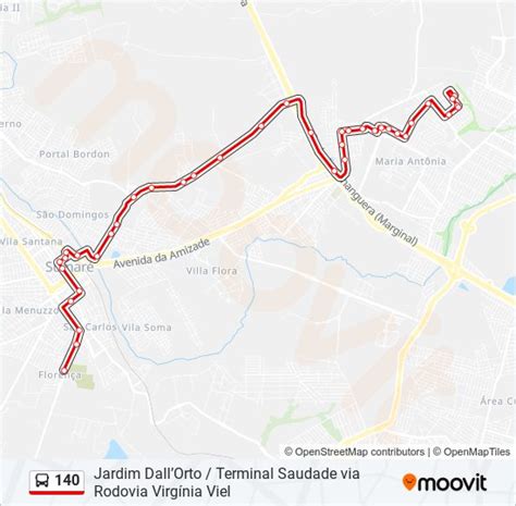 Rota da linha 140 horários paradas e mapas Cemitério Saudade Volta