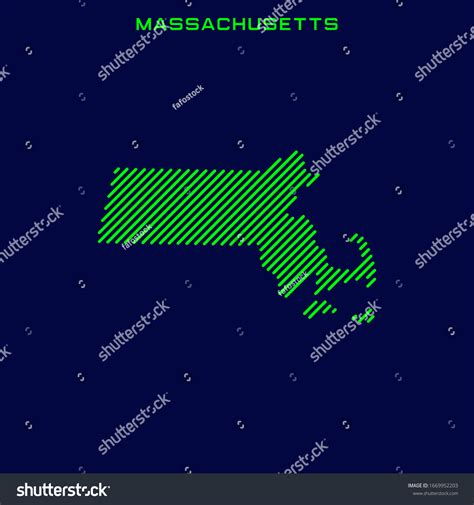 Striped Map Massachusetts Vector Design Template Stock Vector Royalty Free 1669952203