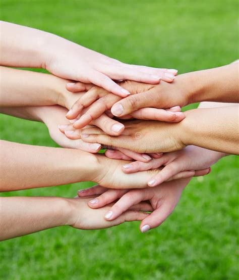 Team Stacking Hands For Motivation In Nature Stock Image Image Of