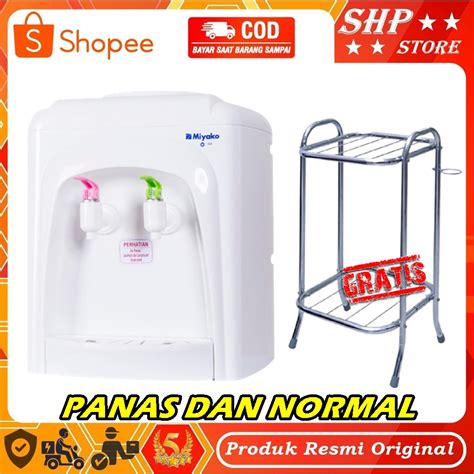 Jual Dispenser Miyako WD 185 Panas Dan Normal Daya 350 Watt BONUS RAK