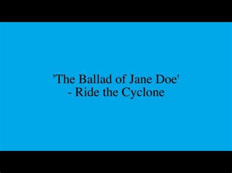 The Ballad Of Jane Doe Ride The Cyclone Piano Youtube