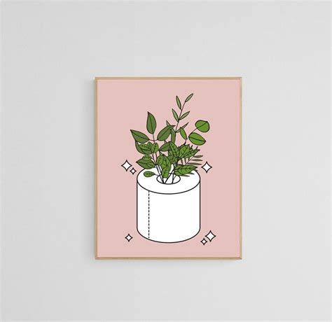 Bathroom Art Bathroom Print Plant Art Toilet Paper Art Home Decor Bathroom Printable Wall Art ...