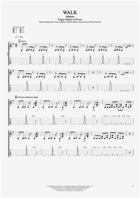 Walk By Pantera Full Score Guitar Pro Tab Music