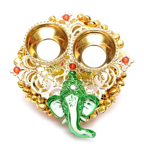 Buy India Get Shopping Handmade Golden Metal Lord Ganesha Haldi Kumkum