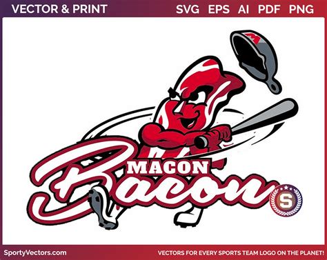 Macon Bacon Baseball Primary Logo 2018 Sports Logo Svg Png Ai