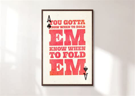 Know When to Hold Em, Country Music Wall Art Print All Sizes Available ...