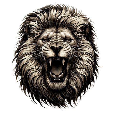 A Detailed Illustration Of Roaring Lion S Head Showcasing Its Thick
