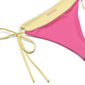 Fuchsia Pink String Bikini Set With Yellow Spaghetti Straps Etsy
