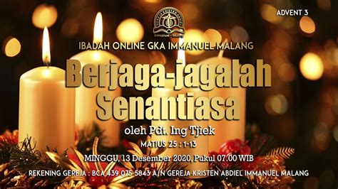 Ibadah Umum Online Gka Immanuel Malang Minggu Desember Youtube