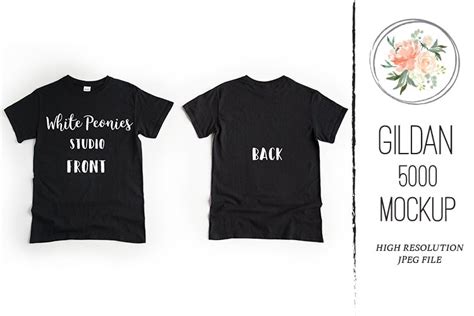 Black Gildan Shirt Mockup Back And Front