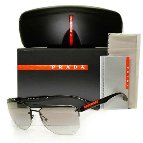 Prada Octagon Grey Black Pilot Mens Sunglasses Sps 54v 1ab 3m1 Etsy