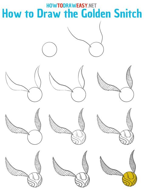 How To Draw The Golden Snitch Step By Step Harry Potter Drawings Harry Potter Drawings Easy