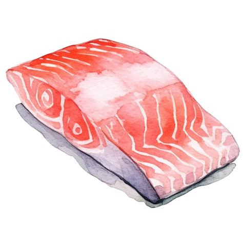 Premium Vector Watercolor Painted Salmon Fillet Hand Drawn Fresh