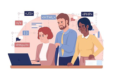 Software Developers Teamwork 2d Vector Isolated Illustration Isolated