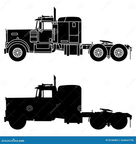 Silhouette of a Truck Kenworth W900. Stock Illustration - Illustration ...