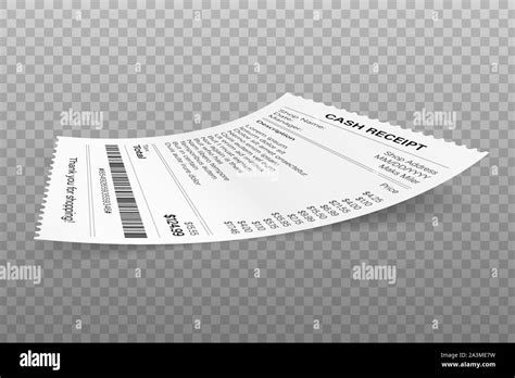 Receipts Vector Illustration Of Realistic Payment Paper Bills For Cash