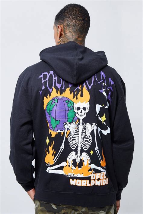 Oversized Pour Homme Flame Puff Print Hoodie Boohoo