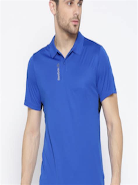 Buy Reebok Men Blue Wor Solid Polo Collar Training T Shirt Tshirts