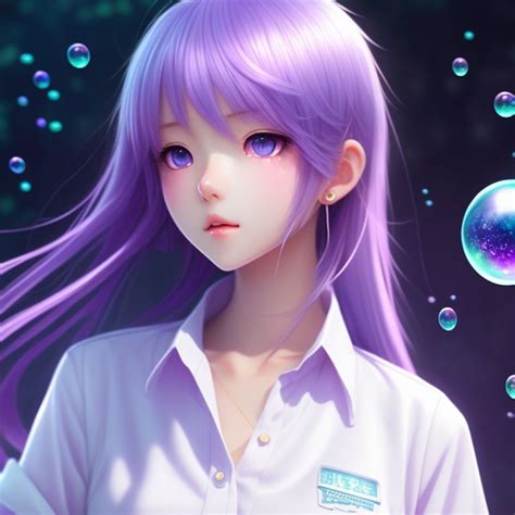 Purple Haired Anime Girl With Purple Eyes