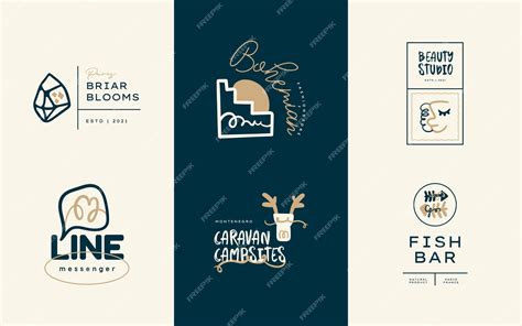 Premium Vector Boho Logo Design Templates Collections Doodle Bohemian Icons And Symbols Set